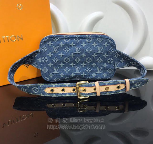 LV女包 44466 路易威登Vintage牛仔腰包 LV中古絕版牛仔腰包 2019新款LV女挎包  ydh2985